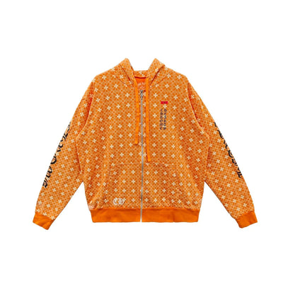 orange pattern chrome hearts hoodie